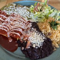 Red and Green Enchilada Plate - delicious 😋   at Tacotarian in San Diego