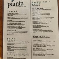 Menu front  at Pianta at the New Deal Cafe in Greenbelt