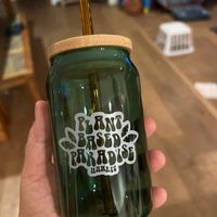 They even have logo cups! at Plant Based Paradise - Kaimuki in Honolulu