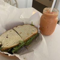 Big breakfast sandwich and guava goddess  at Plant Based Paradise - Kaimuki in Honolulu