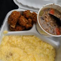 Grits, beans, and quinoa sausages at Sweet and Natural in Mount Rainier