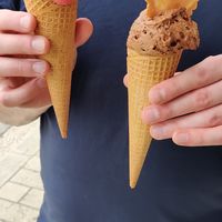 Strawberry and choco banana at Gelateria I Nonni in Rovinj