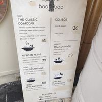 The menu at Baobab - Food Stand in Copenhagen
