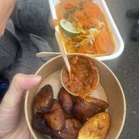 Plantain and stew 🍲   at Baobab - Food Stand in Copenhagen