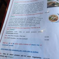 menu at Sen Viet Vegan in Edinburgh
