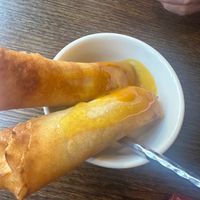 Mango spring rolls in creamy coconut  at Non Viet Vegan in Edinburgh