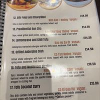 Another menu page at Sen Viet Vegan in Edinburgh