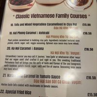 Menu page at Sen Viet Vegan in Edinburgh