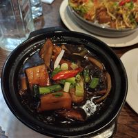 caramelised green banana and 'fish' hot pot at Non Viet Vegan in Edinburgh