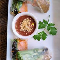 Tofu summer rolls - delicious dipping sauce at Non Viet Vegan in Edinburgh