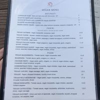 Vegan menu at Roscoe's Pizzeria in Takoma Park
