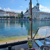 View from our table at Vincafe La Barca in Luzern