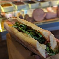 Focaccia with mashed potatoes, caramelized onions, sun-dried tomatoes, and ruccola. at I' Bacaro de' Bischeri in Venice