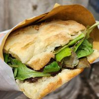 A '#7' lettuce, olives, marinated onions, sundried tomato! super yummy! at I' Bacaro de' Bischeri in Venice