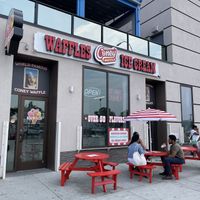 Sidewalk seating  at Coney Waffle in Brooklyn