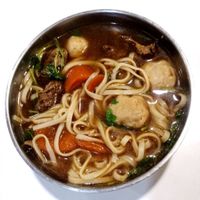 Vegetable soup with mushroom balls. at Pu Ti in San Jose