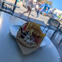 Vegan souvlaki at Piatsa Souvlaki Grill House Oia in Oia