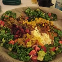 Platter of vegan food at Ethiopian Food Kiyyaa Cafe & Restaurant in Athens
