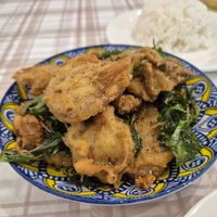Deep fried oyster mushrooms at Muzi T@Veggie 木子坊 in Perak
