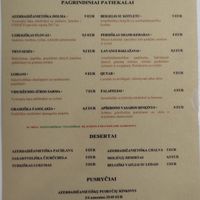Menu at Intercultural Cafe in Klaipeda