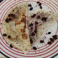 Qutab (lavash with pumpkin, and the other one with greens) at Intercultural Cafe in Klaipeda