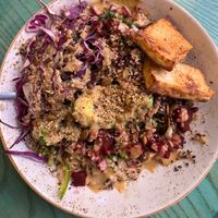 Buddha bowl with tofu  at Life Alive Organic Cafe in Cambridge