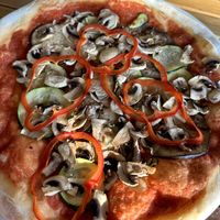 Pizza Vegetariana without cheese and sweet corn  at Bistro Vučnica in Plitvicka Jezera