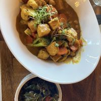 Tofu curry and a side of callaloo  at The Haven at Whitesails in Oxnard