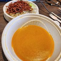 Broth separated in takeaway container at Ikigai Ramen in Edinburgh