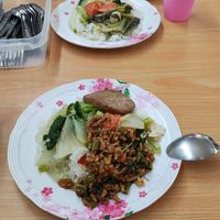 The round Thing in the dish below costs 20 baht extra. at Mae Orathai Vegetarian in Phuket