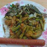 the vegan sausage was quite nice! at Mae Orathai Vegetarian in Phuket