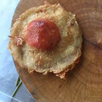 Vegan egg. Made with carrot and tofu   at Mae Orathai Vegetarian in Phuket