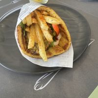 Pita souvlaki vegan (falafel)  at Let's Eat in Santorini