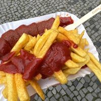 Vegane Currywurst mit Pommes  at Curry 36 - Hardenbergplatz in Berlin