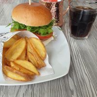 Vegan Burger with vegan cheese at Felix in Bovec