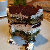 Green tiramisu at Fukafe in Gdansk