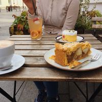 Apple pie and mango cheesecake  at Fukafe in Gdansk
