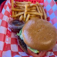 all American burger  at Romeos Vegan Burgers in Greensboro