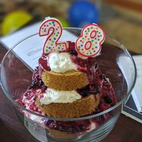 Birthday dessert surprise by Jill! at Someday Farm Vegan Bed and Breakfast in Freeland