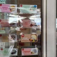 Ice cream choices, three bottom right vegan. at Englunds Grill & Kiosk in Byxelkrok
