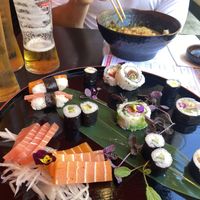 Vegan sushi platter  at Moshimo in Brighton