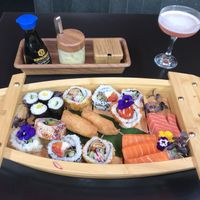 Vegan sushi boat   at Moshimo in Brighton