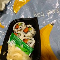 Vegan salmon and avacado maki at Moshimo in Brighton