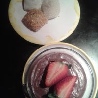 Vegan desserts:  mochi and chocolate mousse at Moshimo in Brighton
