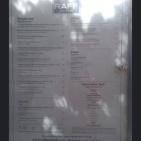 Potential vegan options with green squares next to them   at RAFF in Cuenca