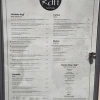 Menu at RAFF in Cuenca