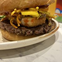 Surf and turf burger  at Bvrger in Montreal