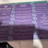 menu food  at Bvrger in Montreal