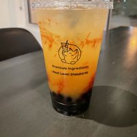 Seasonal mango cha moy with boba  at Boba Baba in Cary