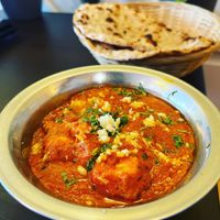Vegetarian 
Paneer butter masala (cottage cheese in authentic Indian gravy) 
Chapati (Vollkorn Mehl Brot)  at Sadhu in Flensburg